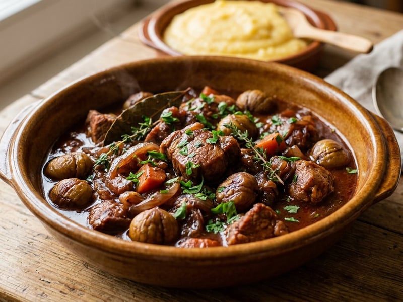 Tocană de porc cu castane și vin roșu | Tradiție de toamnă