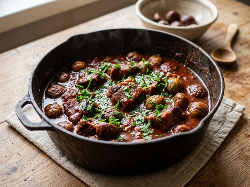 Tocană tomnatică de porc cu castane | Savoarea toamnei