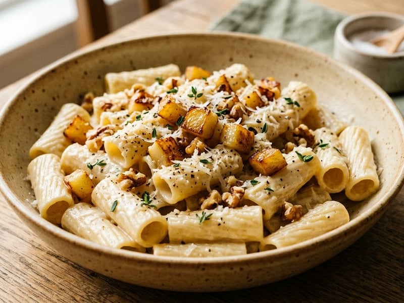 Rigatoni cu cremă de gulie caramelizată și parmezan | Savoarea Italiei
