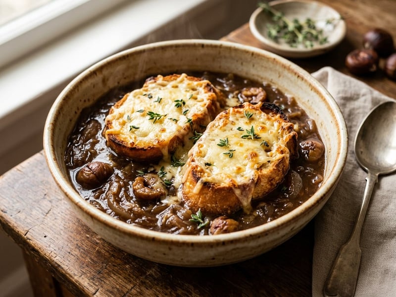French Onion Soup with Chestnuts | Taste of Autumn