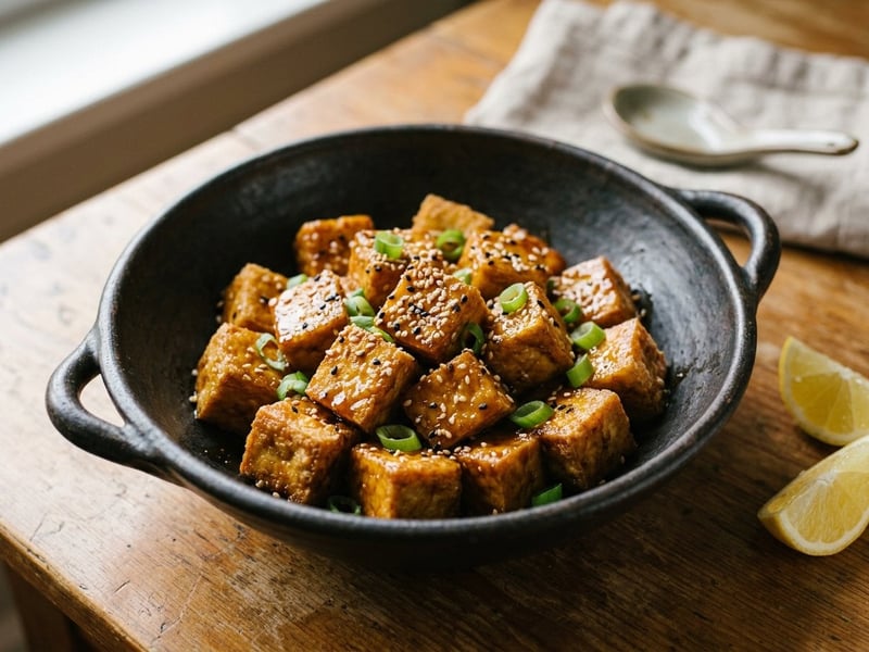 Tofu crocant cu lămâie și susan la wok | Cină în 15 minute
