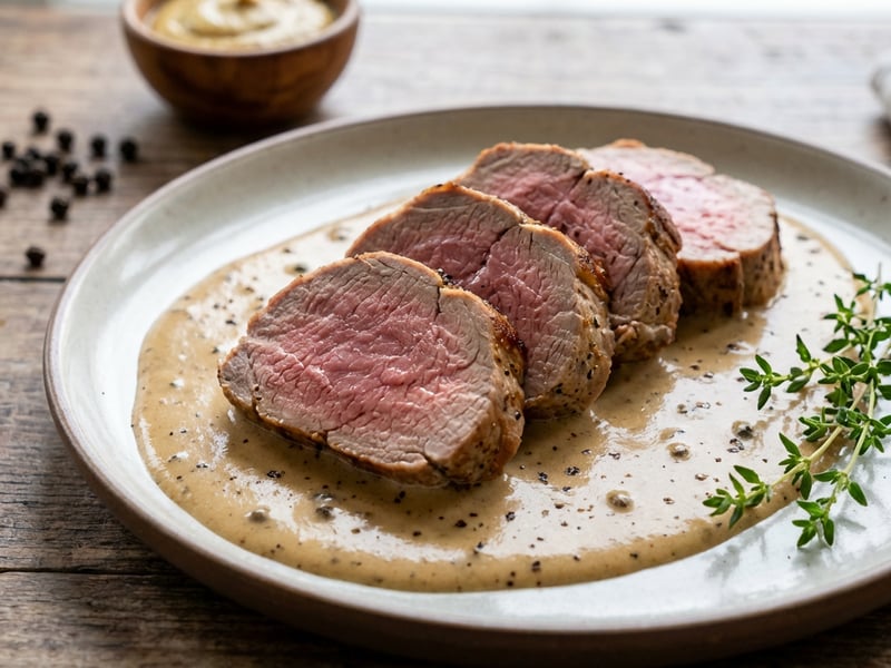 Pork tenderloin in pepper sauce