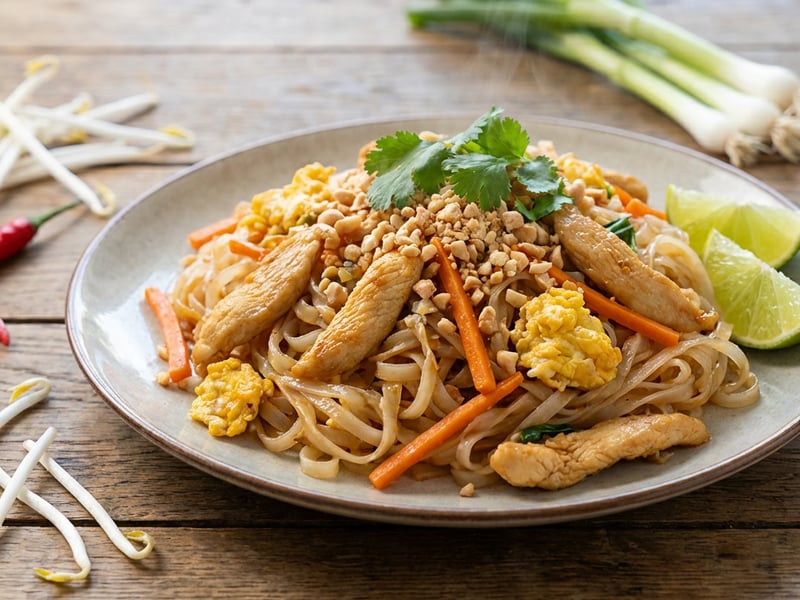 Pad Thai with Chicken and Rice Noodles