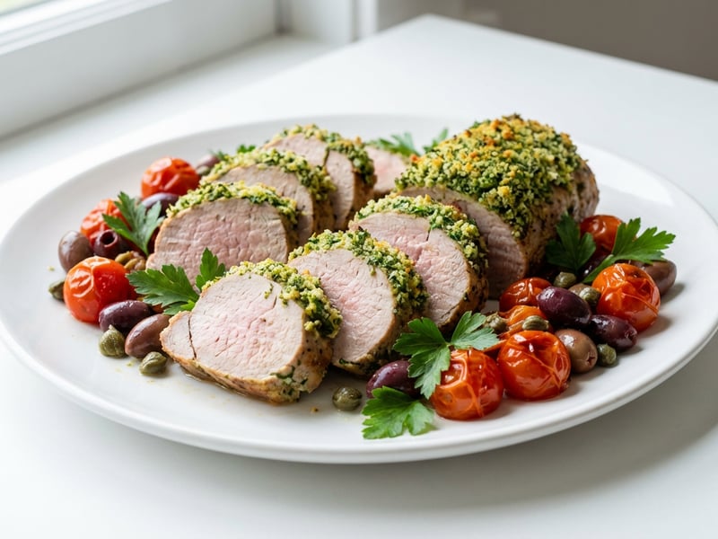 Pork tenderloin in herb crust