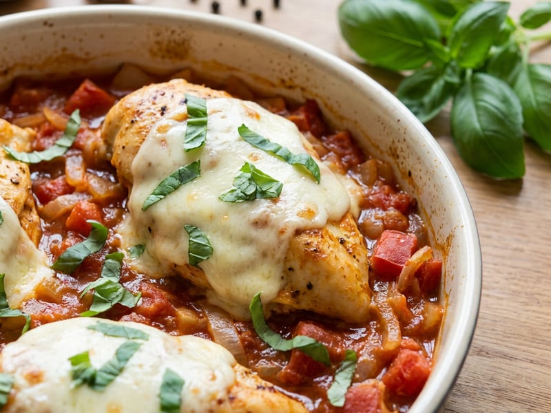 Baked Chicken Breast with Mozzarella and Tomato Sauce