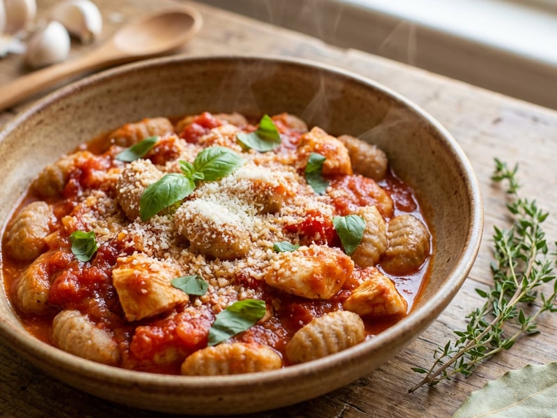 Gnocchi with Tomato Sauce and Chicken