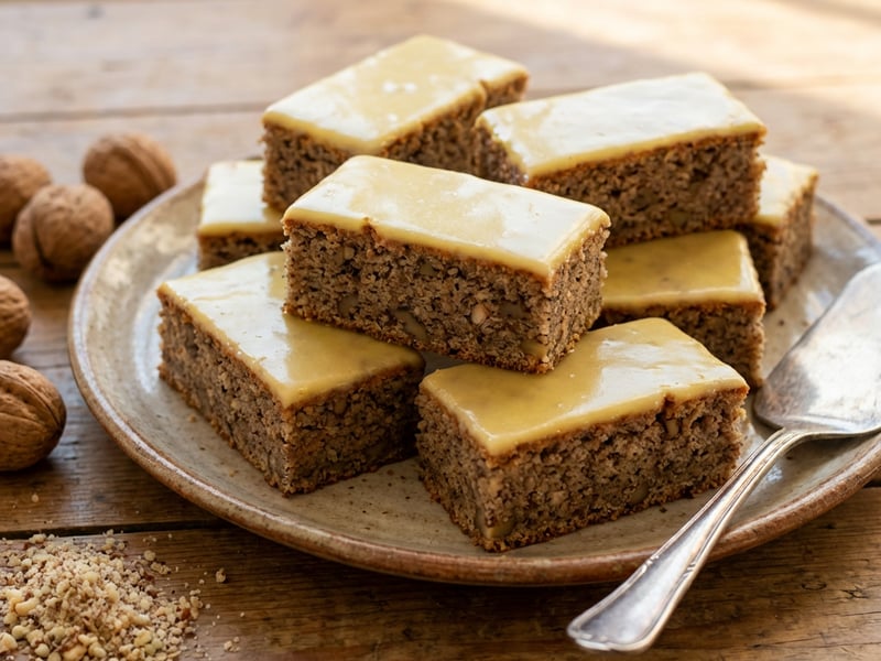 Walnut Cake with Egg Yolk Glaze