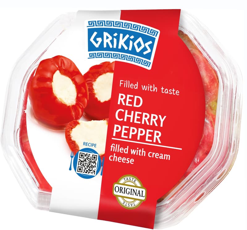 Grikios Ardei rosii cherry umpluti cu crema de branza in ulei de rapita