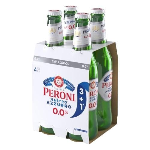 Peroni 0.0% Alcoholic Bottle Blonde Beer 3+1pack