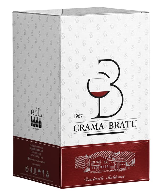 Crama Bratu Vin rosu demisec Feteasca Neagra Bag-in-Box