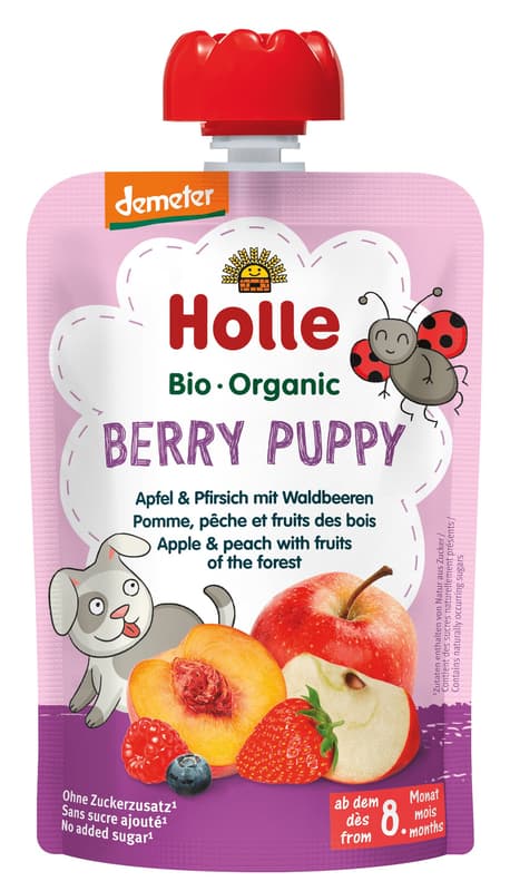 Holle Berry Puppy ECO Apple and Peach Puree with Berries