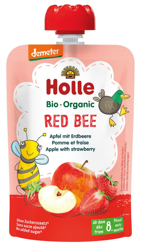 Holle Red Bee ECO Piure de fructe cu mere si capsuni