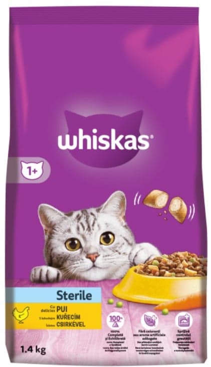 Whiskas Hrana uscata cu pui pentru pisici adulte