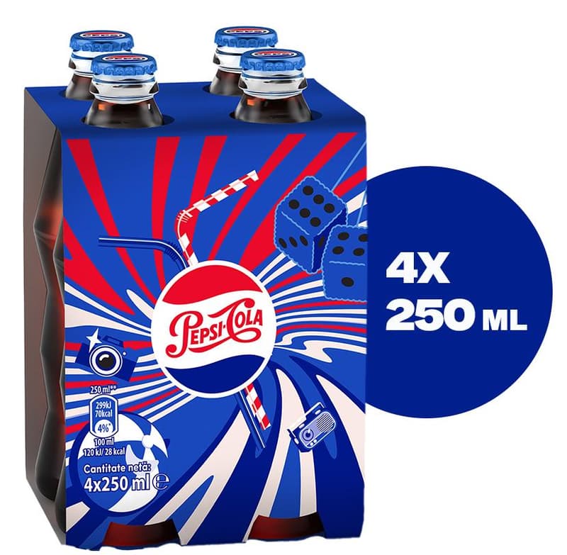 Pepsi Cola Vintage Carbonated Soft Drink 4-pack Glass Bottle