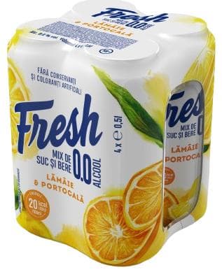 Fresh 0.0 Alcohol-Free Beer Mix with Lemon and Orange Juice Can 4 Pack