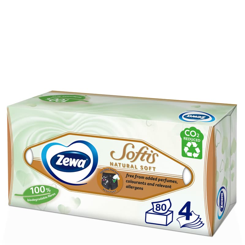 Zewa Softis Natural Soft Facial Tissues, 4-ply