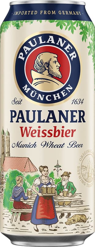 Paulaner Weissbier Unfiltered Wheat Beer made from wheat can