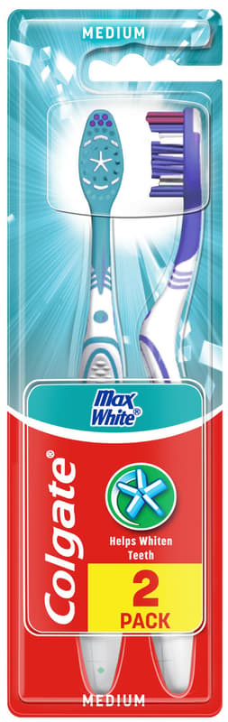 Colgate Pachet: 2 x Periuta de dinti Colgate Max White Medium, cu peri de duritate medie