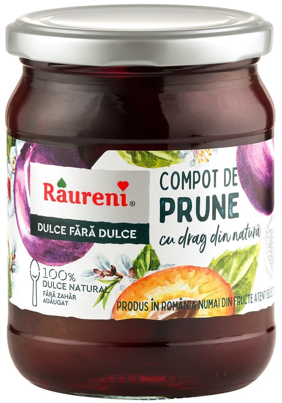 Raureni Compot de prune intregi dulce fara dulce