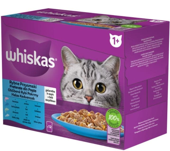 Whiskas Adult Cat Wet Food, Fish Selection in Jelly 12 x 85 g
