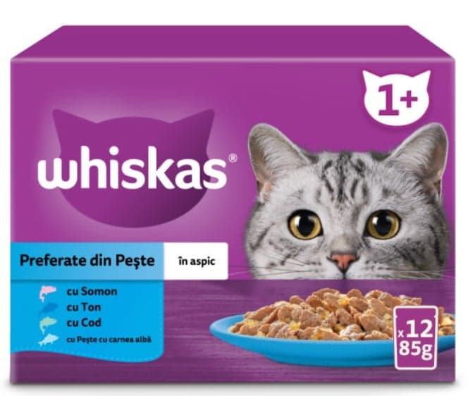 Whiskas Adult Cat Wet Food, Fish Selection in Jelly 12 x 85 g