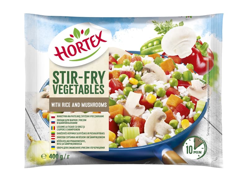 Hortex Stir fry with rice and mushrooms