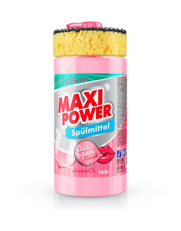 Maxi Power Bubble Gum Dish Soap with Sponge