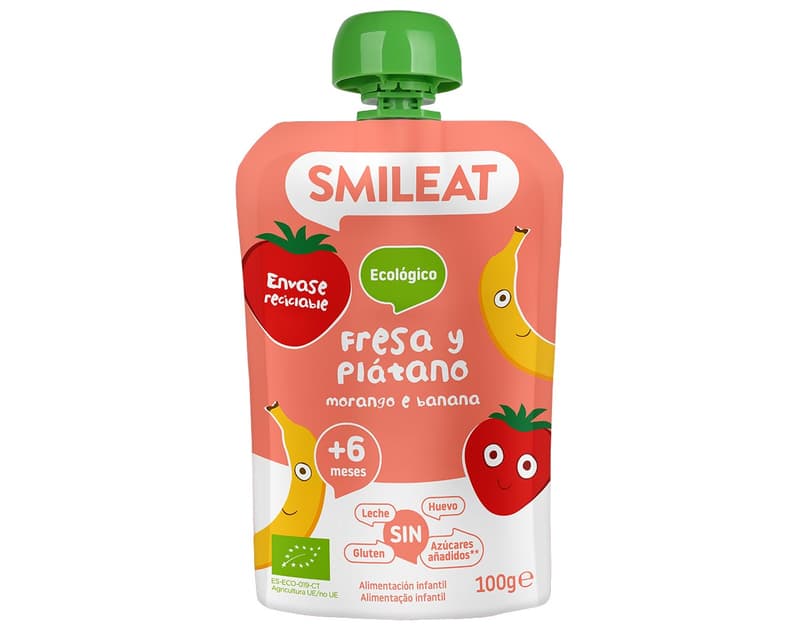 Smileat ECO Banana and Strawberry Puree Snack, +6 months
