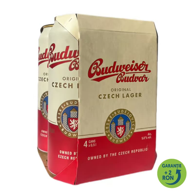 Budweiser Budvar Bere blonda Lager doza 4 pack 5%