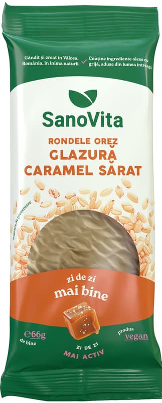 Sanovita Rondele din orez cu glazura caramel sarat