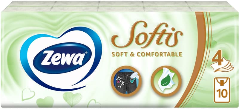 Zewa Softis Soft & Comfortable Servetele nazale, 4 straturi, 10 bucati