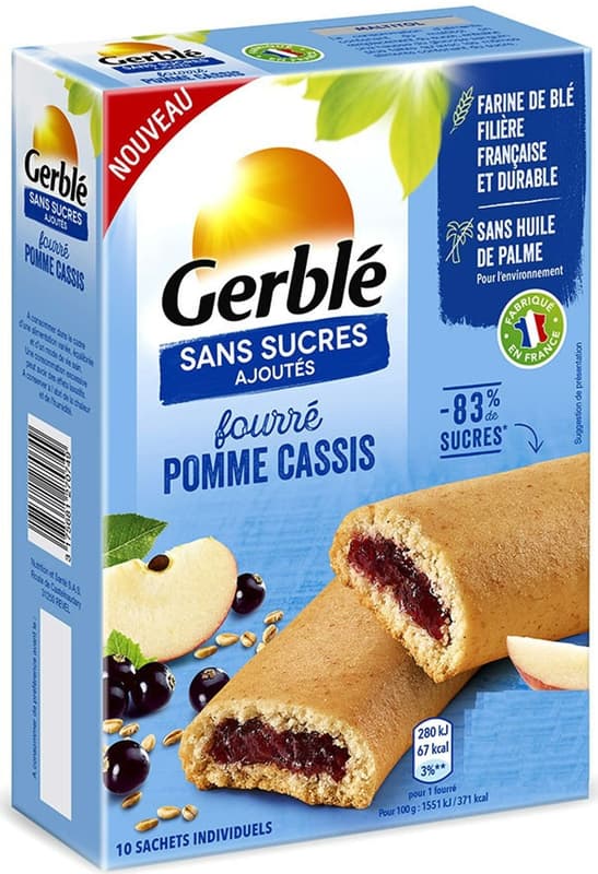 Gerble Biscuit Filled with Apple and Blackcurrant, No Sugar Added