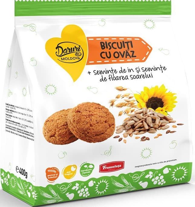Daruri din Moldova Oatmeal Cookies with Flax and Sunflower Seeds