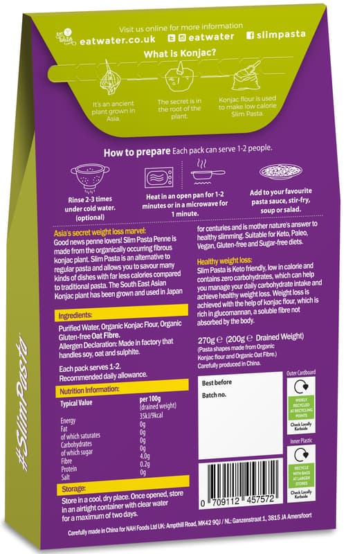 Slim Pasta ECO Penne din faina de konjac