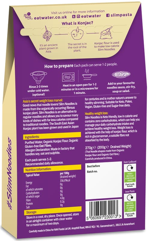 Slim Pasta ECO Thai Noodles made from konjac
