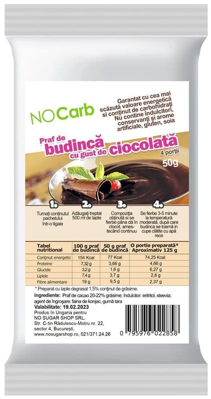 NoCarb Budinca low-carb cu cacao si Konjac