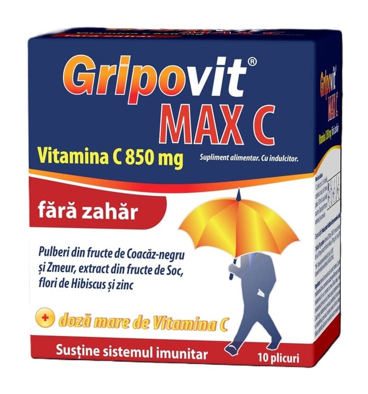 ZDROVIT GRIPOVIT MAX C FARA ZAHAR 10 PLICURI
