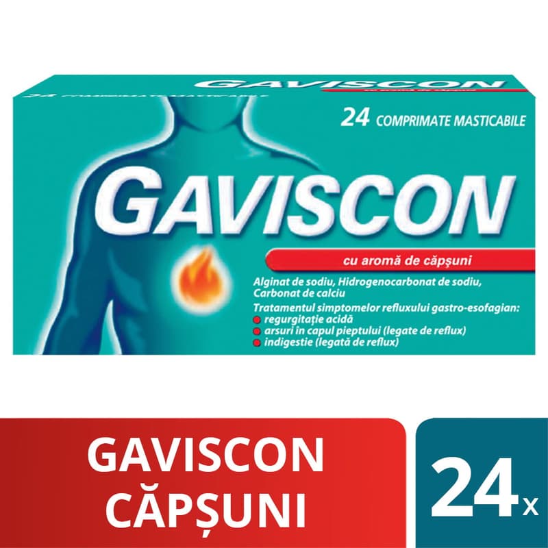 GAVISCON STRAWBERRY 24 CHEWABLE TABLETS