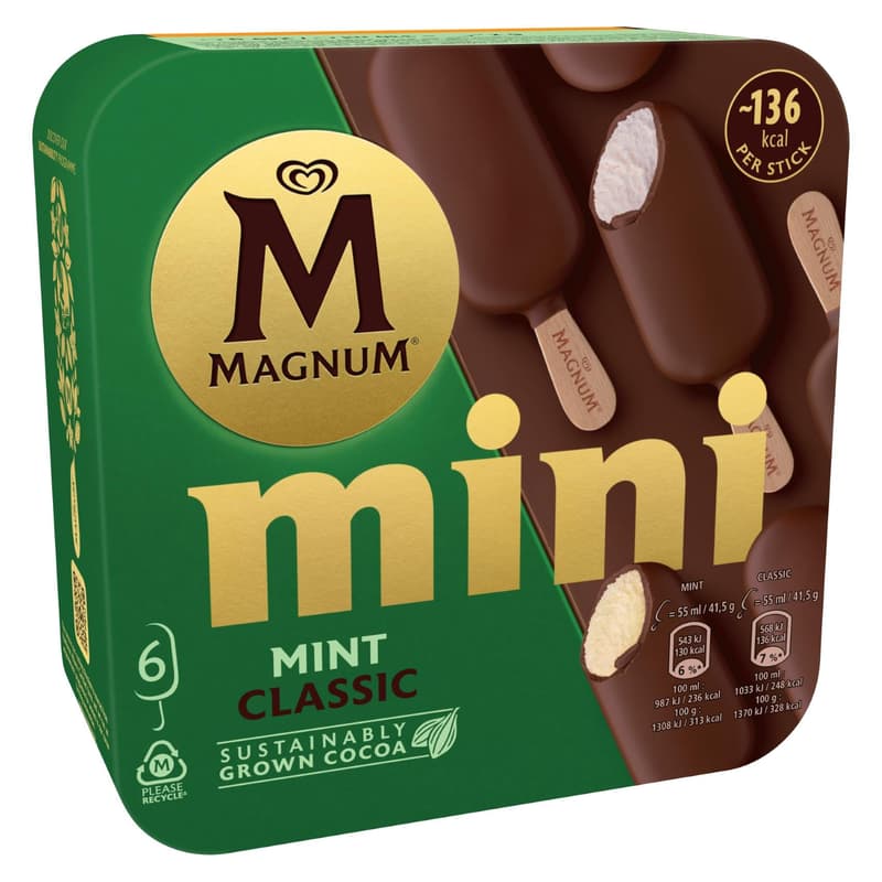Magnum Classic&Mint Inghetata cu vanilie din Madagascar si aroma de menta 6x55ml