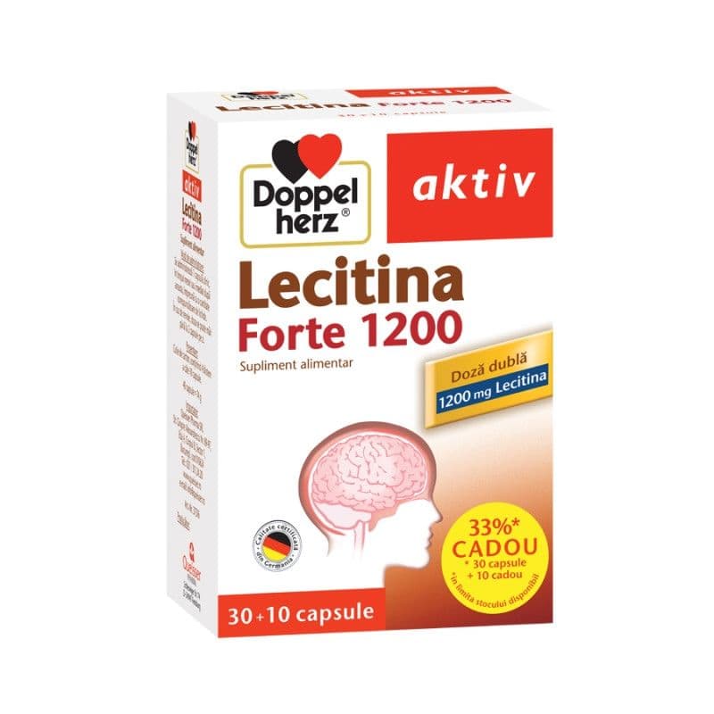 DOPPELHERZ AKTIV LECITHIN FORTE 1200MG X 30 CAPSULES + 10 CAPSULES FREE