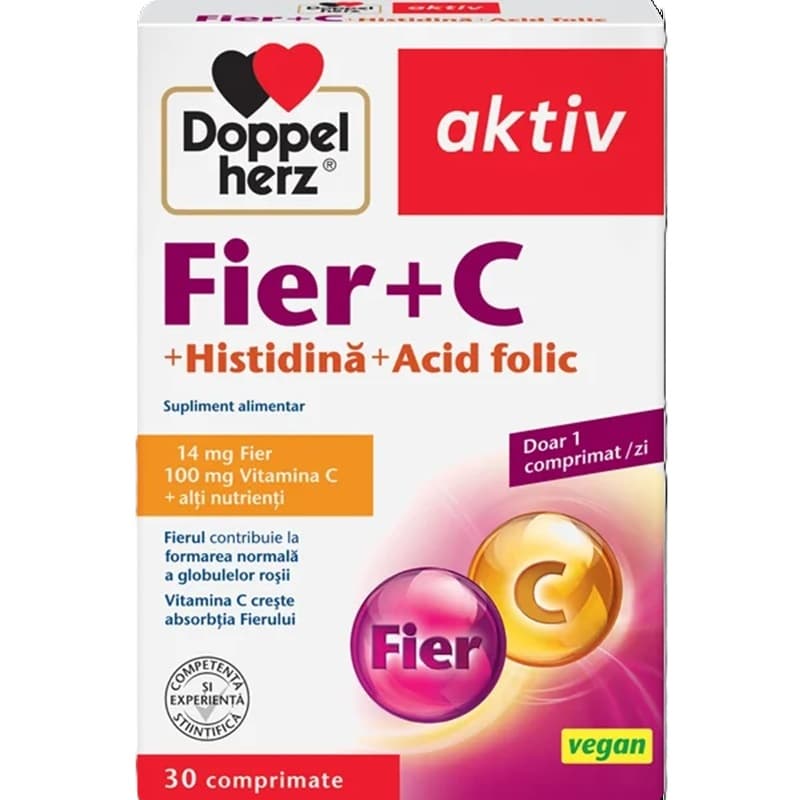 DOPPELHERZ AKTIV IRON + VITAMIN C + HISTIDINE + FOLIC ACID 30 TABLETS