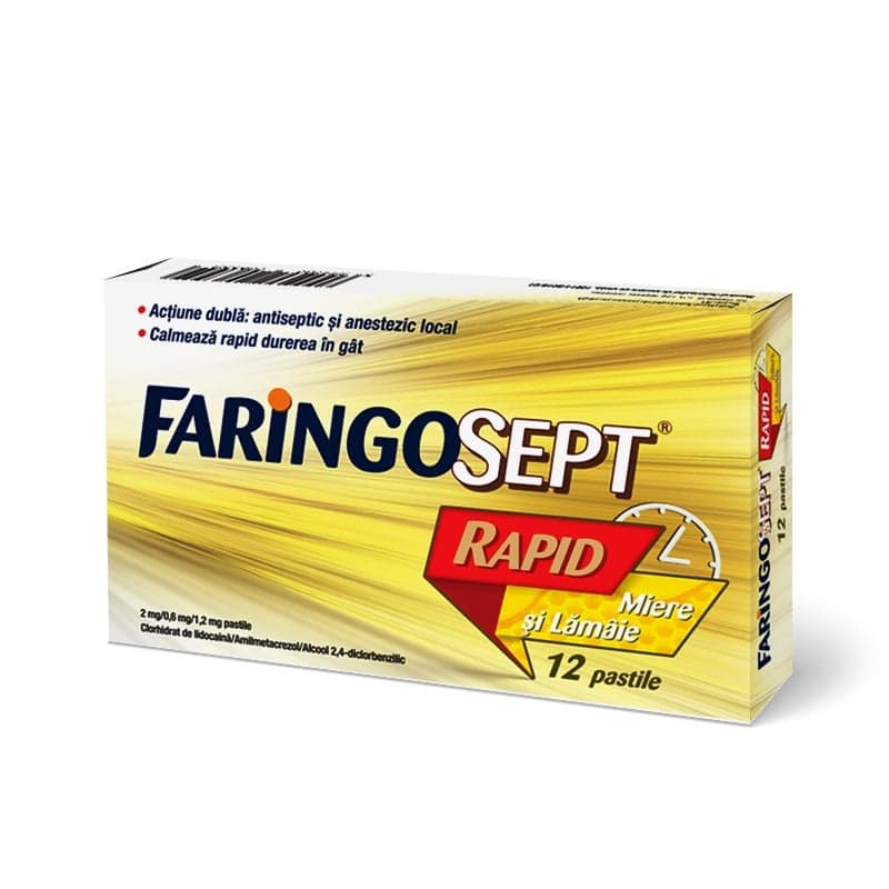 FARINGOSEPT RAPID HONEY AND LEMON 12 LOZENGES
