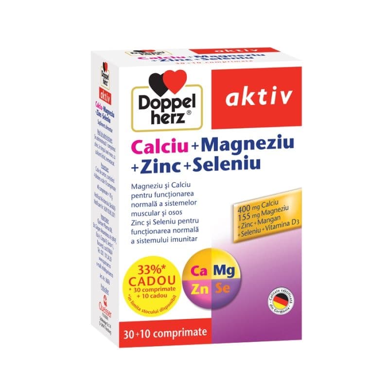 DOPPELHERZ AKTIV CALCIUM+MAGNESIUM+ZINC+SELENIUM 30 TABLETS + 10 TABLETS FREE