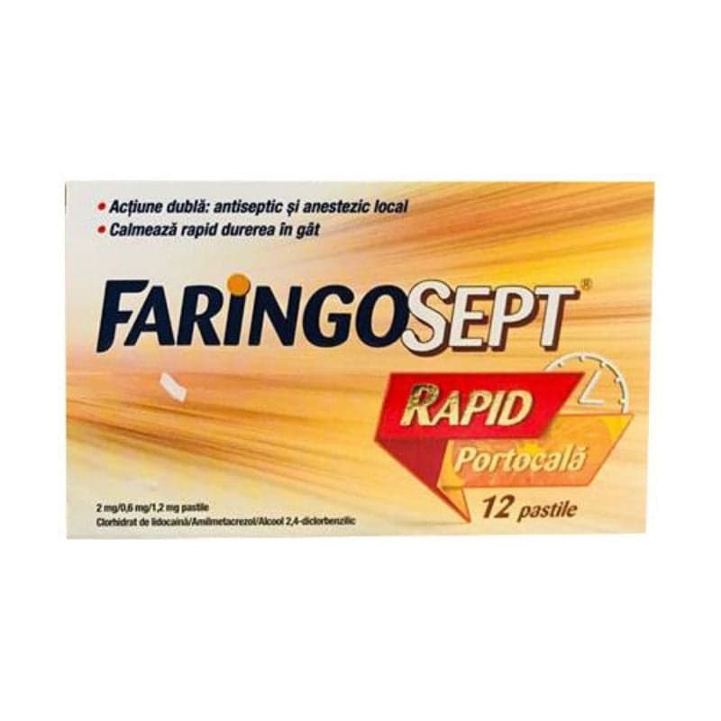 FARINGOSEPT RAPID ORANGE 12 LOZENGES