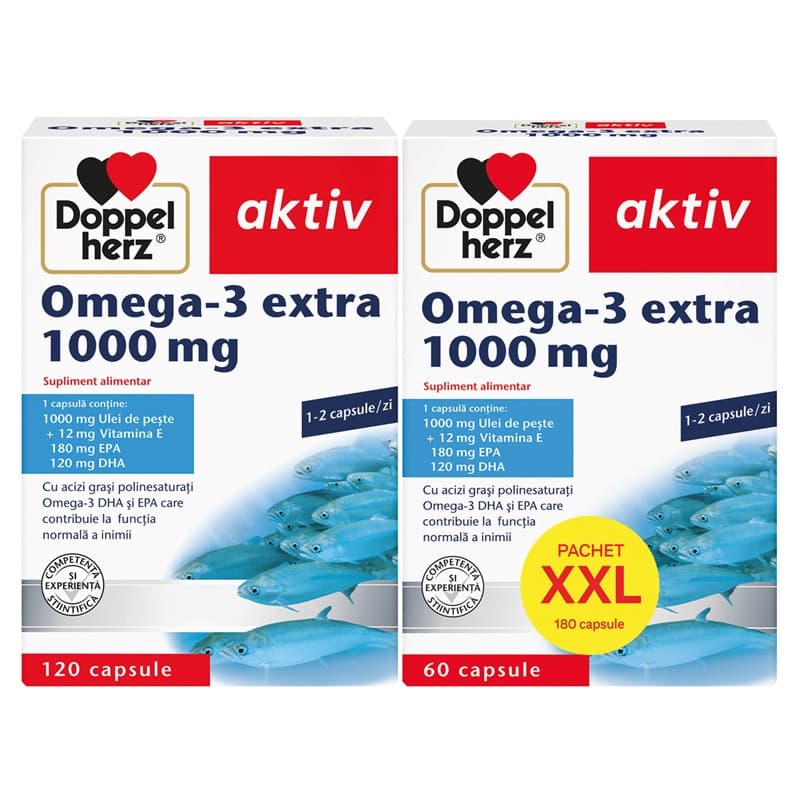 DOPPELHERZ AKTIV OMEGA-3 EXTRA 1000MG X 120 CAPSULES + 60 CAPSULES GIFT