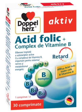 DOPPELHERZ AKTIV ACID FOLIC + B-COMPLEX 30 COMPRIMATE