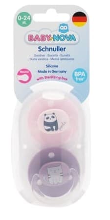 Baby Nova Suzete PP ortodontice, decorate multicolor, inel, 0 luni+