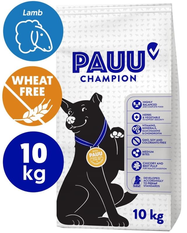 Pauu Kibble monoprotein fara gluten cu miel proaspat si orez pentru caini