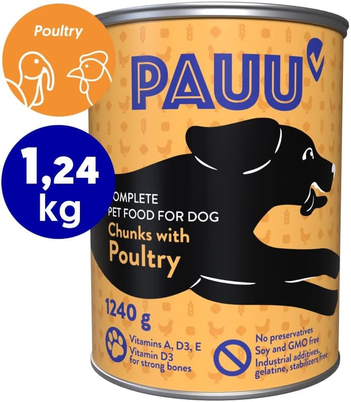 Pauu bucatele cu pasare in sos pentru caini