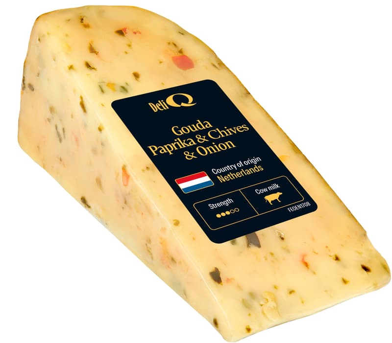 Q concept Gouda with Peppers, Shallots and Onions